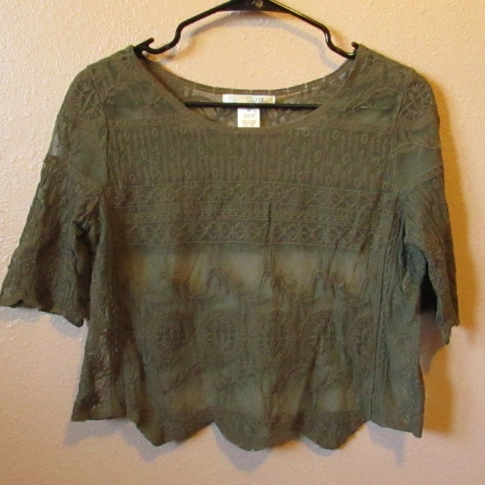 Say What? Olive Green Lace Crop Top